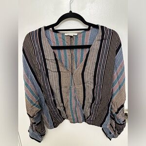 American Eagle Striped Front Clasp Blouse, Size L